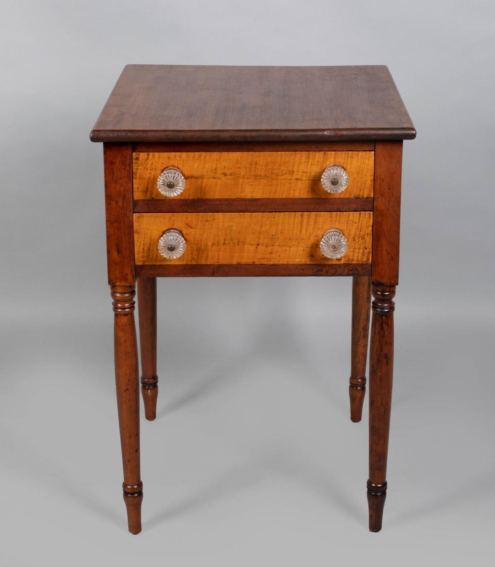 Appraisal: LATE FEDERAL FIGURED MAPLE AND MAHOGANY SIDE TABLE MID- TH