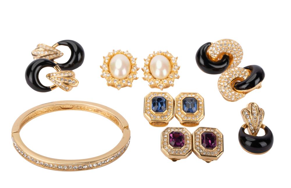 Appraisal: GROUP OF CHRISTIAN DIOR COSTUME JEWELRYcomprising one bracelet five pairs