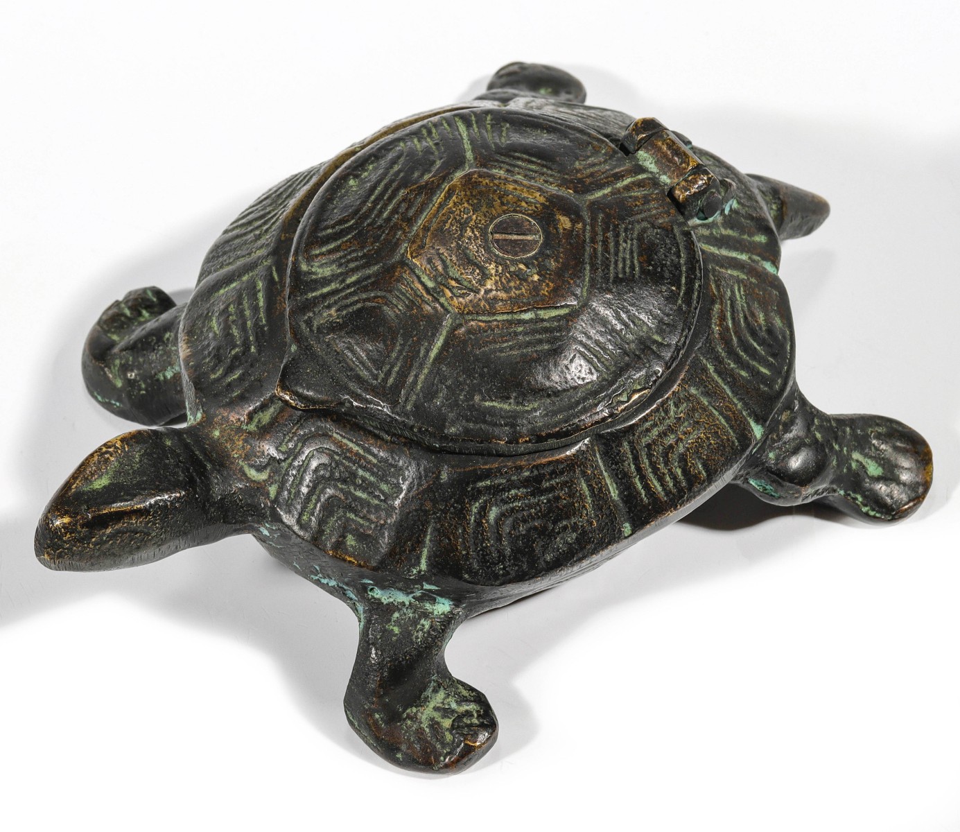 Appraisal: A HEAVY BRASS OR BRONZE TURTLE ASH RECEIVER C Measures