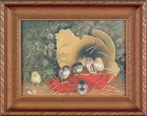 Appraisal: Ben Austrian American - chromolithograph of seven chicks in a