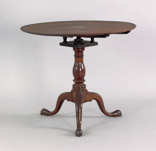 Appraisal: Pennsylvania Queen Anne walnut tea table ca the circular dish