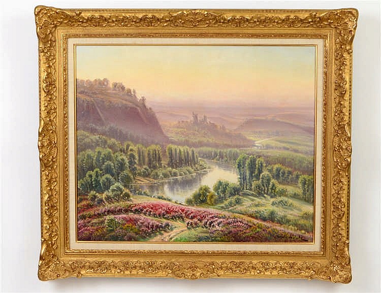 Appraisal: GASTON ANGLADE FRENCH - Hillside River Landscape Signed l r