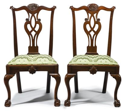 Appraisal: Pair of Chippendale walnut side chairsphiladelphia last quarter of the