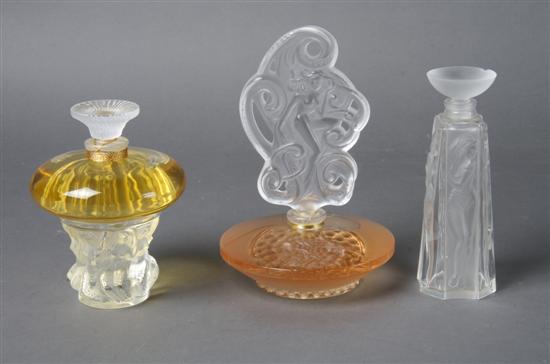 Appraisal: A Group of Three Lalique Perfume Bottles Height of tallest