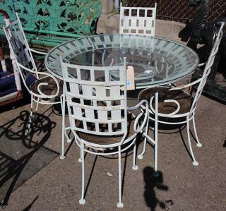 Appraisal: lot of Contemporary white painted garden set consisting of a