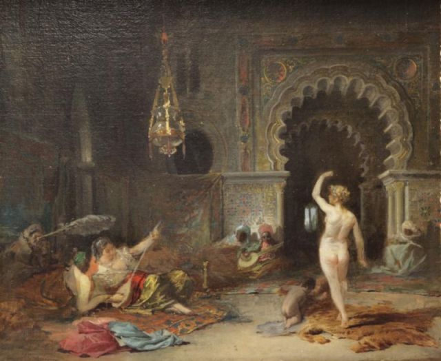 Appraisal: AMERIGO Francisco Javier Oil Canvas OrientalistScene Inscribed and signed lower