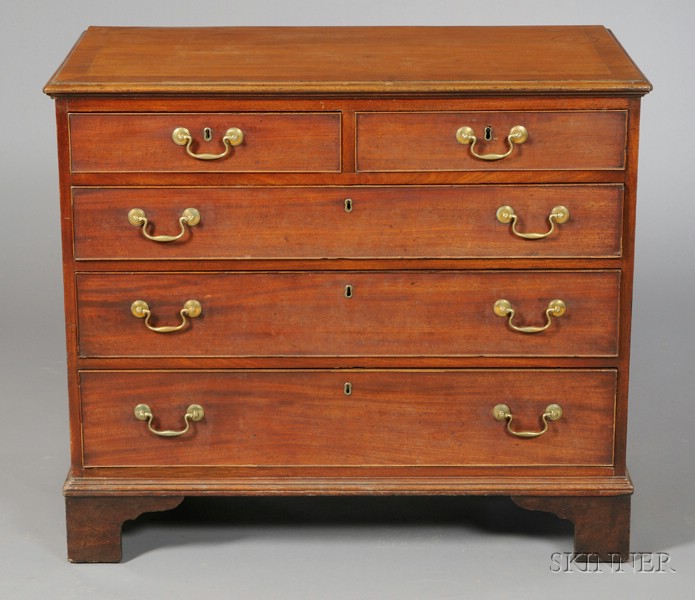 Appraisal: George III Inlaid Mahogany Chest of Drawers c with rectangular