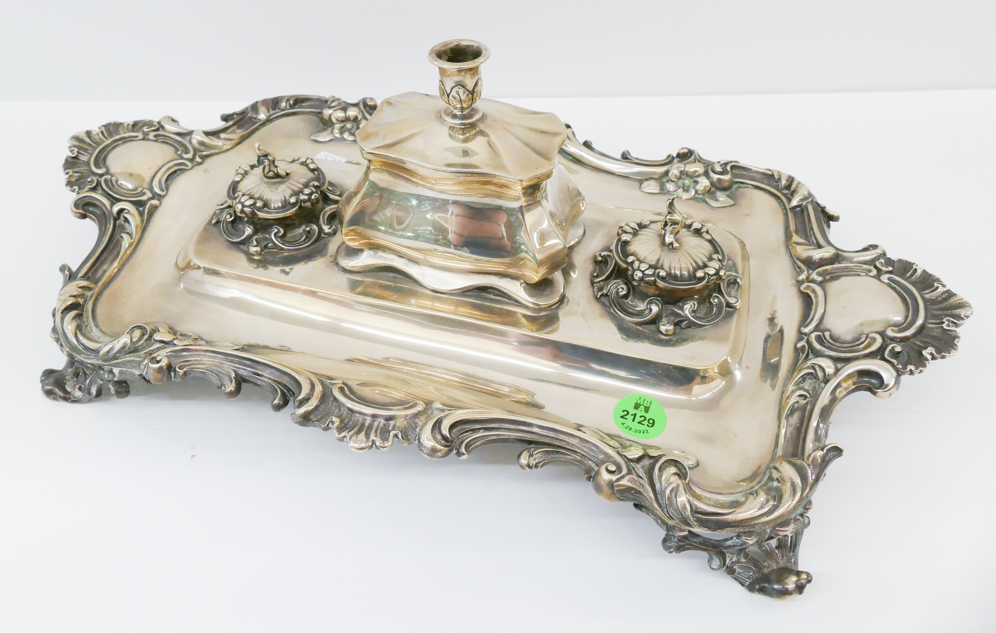 Appraisal: Victorian Sterling Inkwell Set- x ''- g