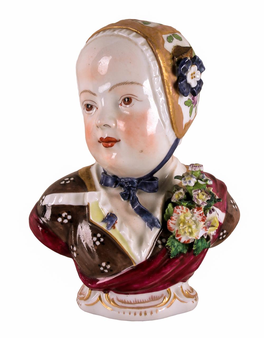 Appraisal: ROYAL VIENNA PORCELAIN HEAD OF A GIRLwith beehive hallmark to