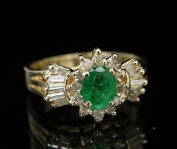 Appraisal: Ladies' Emerald and Diamond Ring k yellow gold ring set