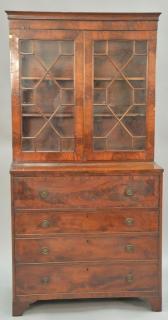 Appraisal: George III mahogany butler's secretary bookcase in two parts circa