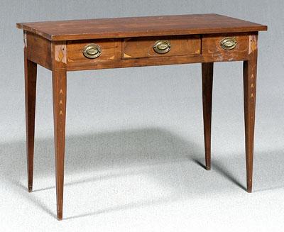 Appraisal: Federal inlaid walnut writing table bellflower diamond and quarter fan