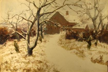 Appraisal: JOHN WHORF american - SNOWY FARM LANE Signed 'John Whorf'