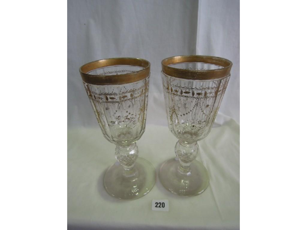 Appraisal: A pair of th century Bohemian type outsized goblets with