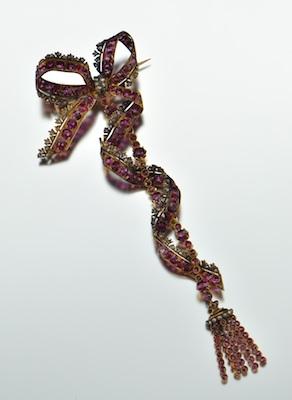 Appraisal: An Antique French Gold Diamond and Ruby Brooch From Muriel