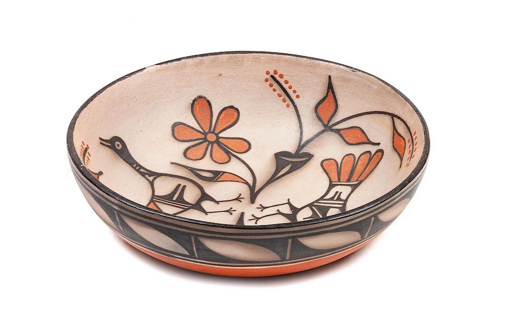 Appraisal: Robert Tenorio Santo Domingo b Polychrome Bowl with Birds and