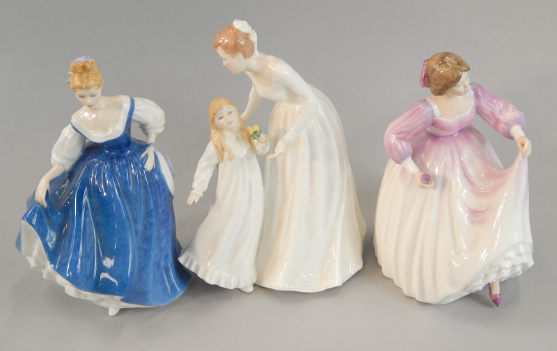 Appraisal: Three Royal Doulton porcelain figures Just For You Kay and