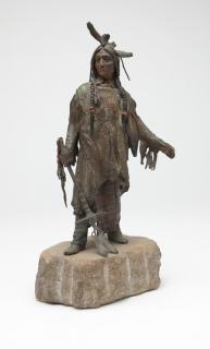 Appraisal: Carl Kauba Standing Indian figure holding a war club polychrome