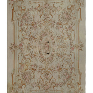 Appraisal: Aubusson Style Wool Carpet th Century feet inch x feet