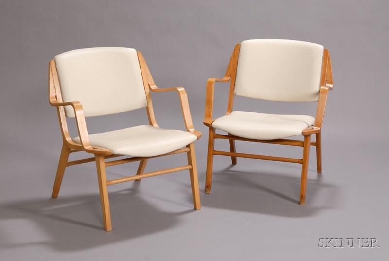 Appraisal: Pair of AX Chairs by Peter Hvidt Orla Molgaard Wood