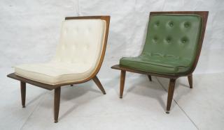 Appraisal: Pr CARTER BROS Vinyl Tufted Lounge Chair Walnut Laminated American