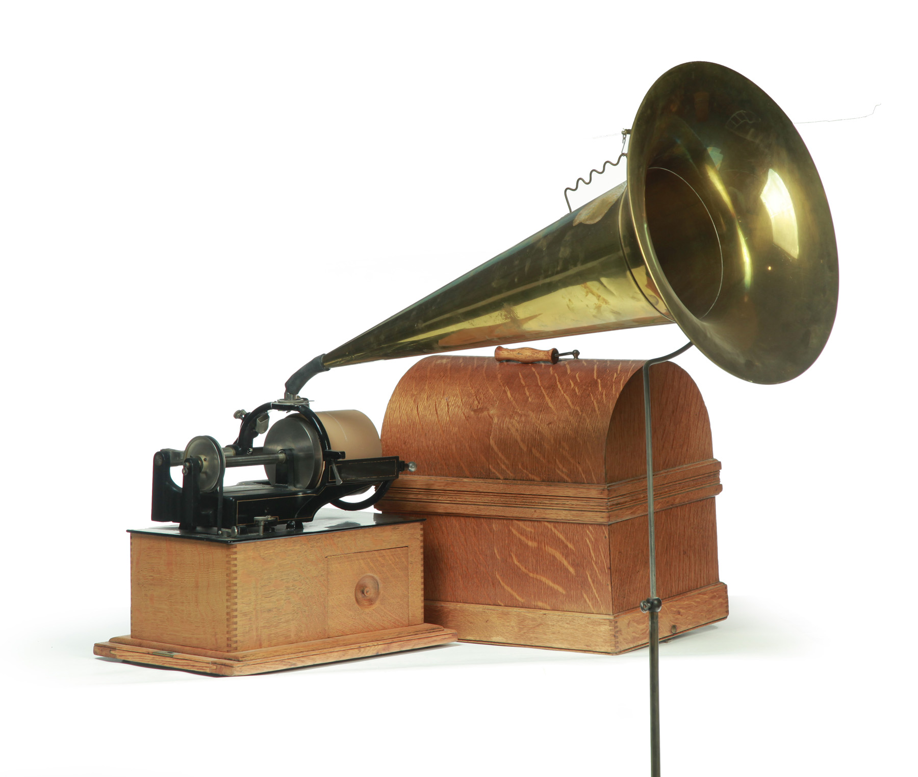 Appraisal: EDISON CONCERT CYLINDER PHONOGRAPH American c Oak case with ebony