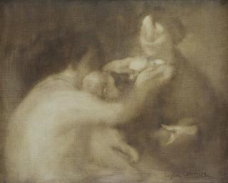 Appraisal: CARRIERE Eugene Oil on Canvas Three Figures CACHOUD Francois Oil