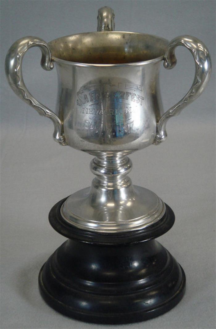 Appraisal: Woodside sterling silver loving cup engraved Saengerfest Newark N J