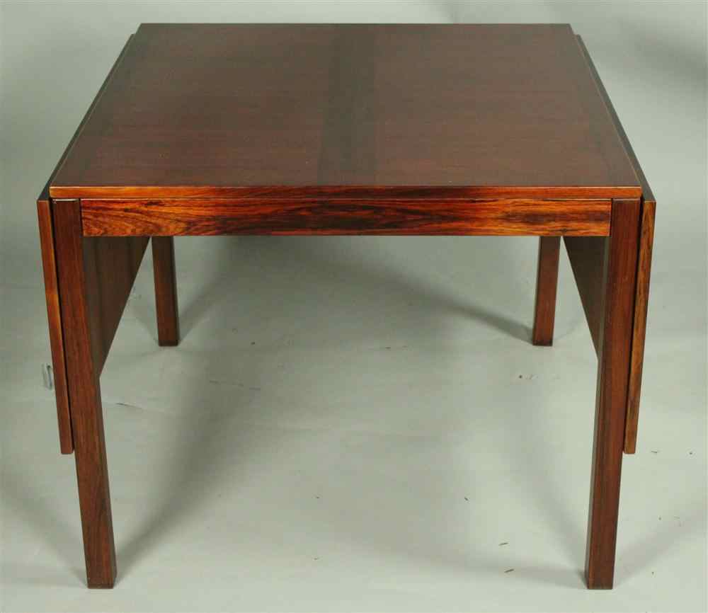 Appraisal: DANISH ROSEWOOD DROP LEAF DINIG TABLE marked underneath Vejie Stole