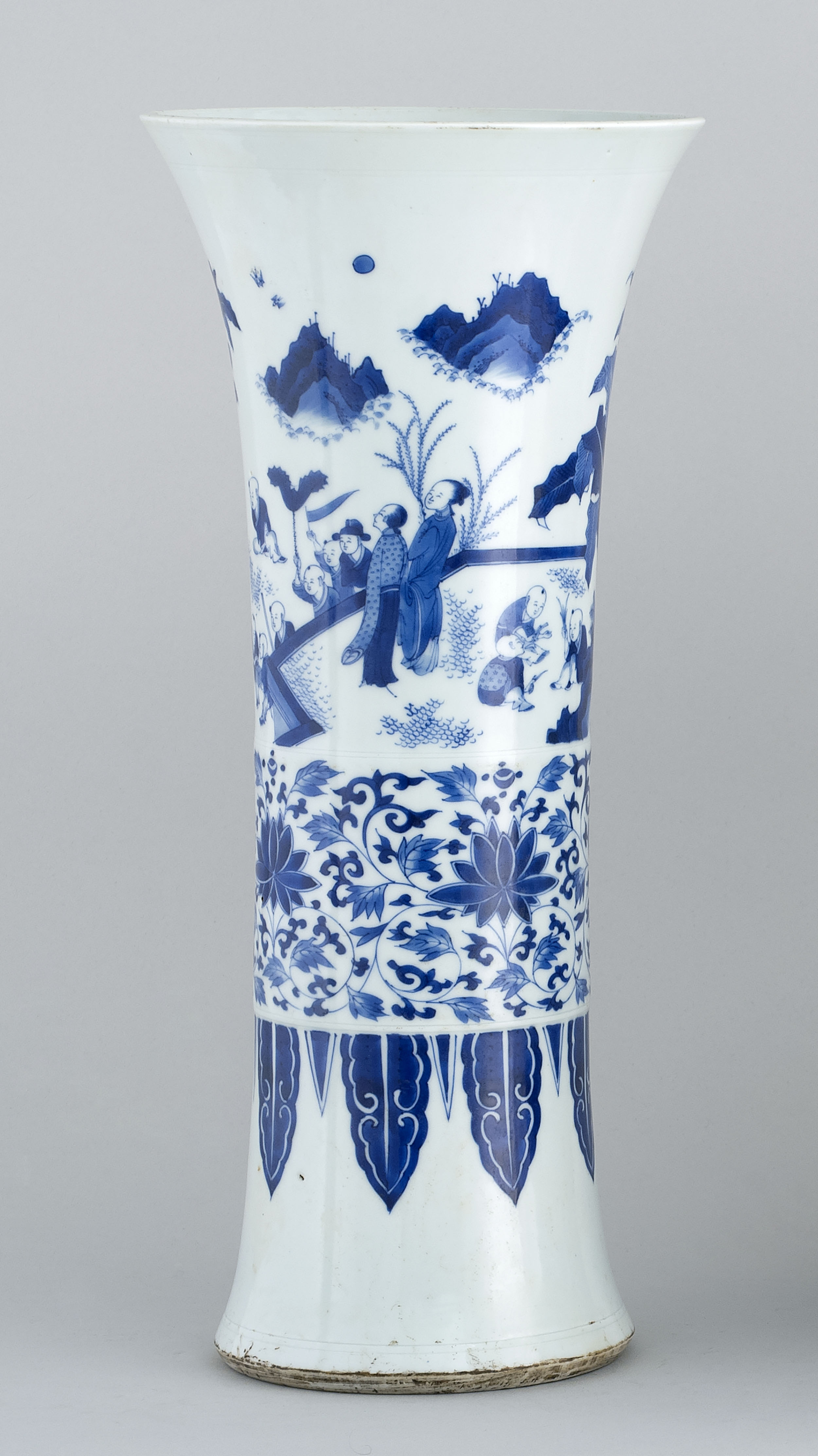 Appraisal: BLUE AND WHITE PORCELAIN VASE In trumpet form with decoration