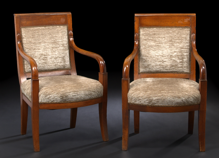 Appraisal: Pair of Restauration Mahogany Fauteuils second quarter th century each