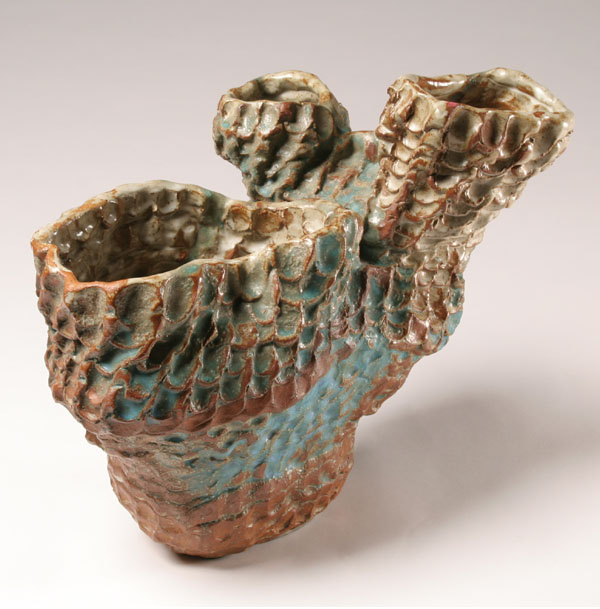 Appraisal: Kal Abrett glazed terra cotta vessel c 's Signed on