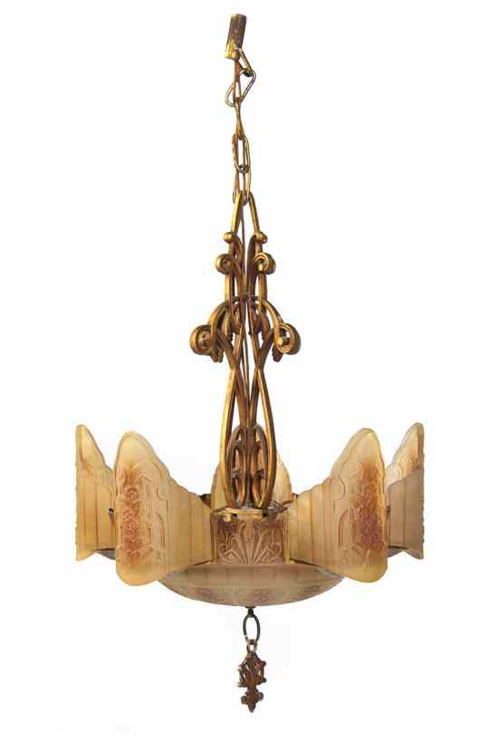 Appraisal: An American Gilt Metal Hanging Fixture in the manner of