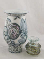 Appraisal: A Russian ceramic vase with freehand foliage in green and