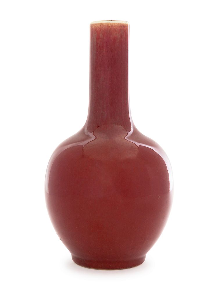 Appraisal: A Sang-de-Boeuf Glazed Porcelain Bottle Vase Height in cm A