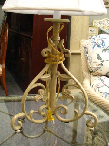 Appraisal: Pair of Scroll Motif Cast Metal Lamps