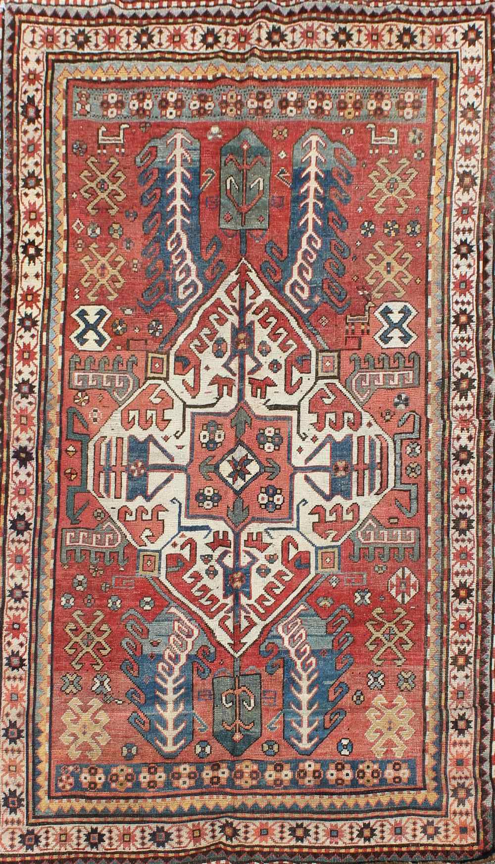 Appraisal: RUSSIAN KAZAK RUG approx ' '' ' '' retail tag