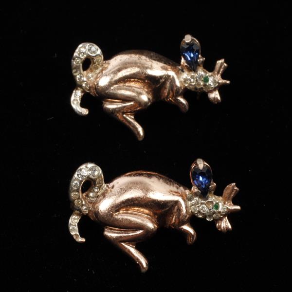 Appraisal: Pair Corocraft Coro Craft Sterling Vermeil jeweled figural animal pins