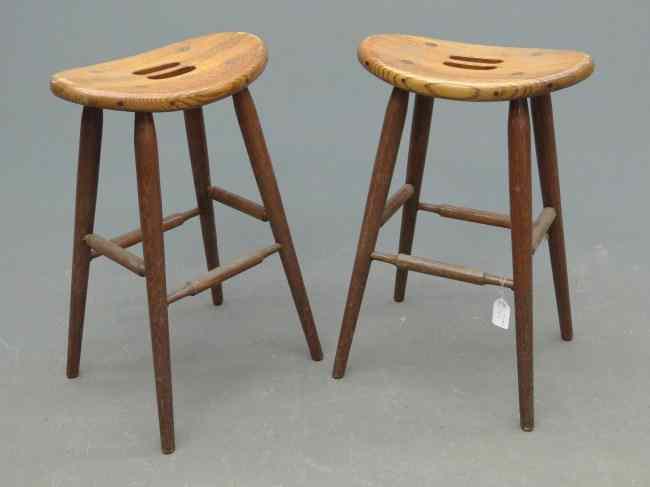 Appraisal: Pair plank seat stools '' Ht