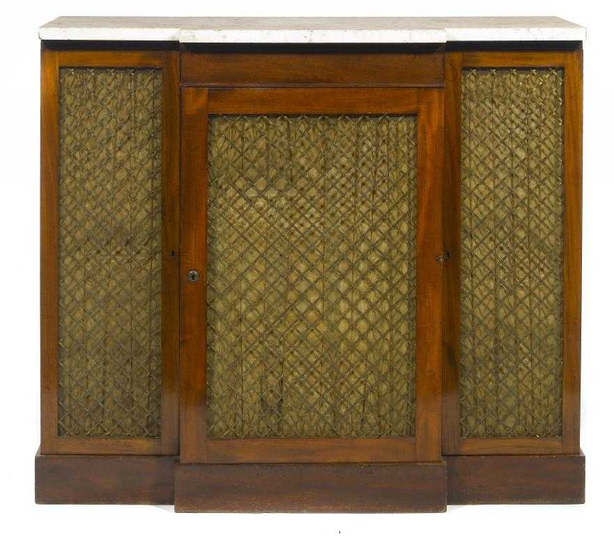 Appraisal: A GEORGE IV MAHOGANY BREAKFRONT CHIFFONIER with marble slab eclosed