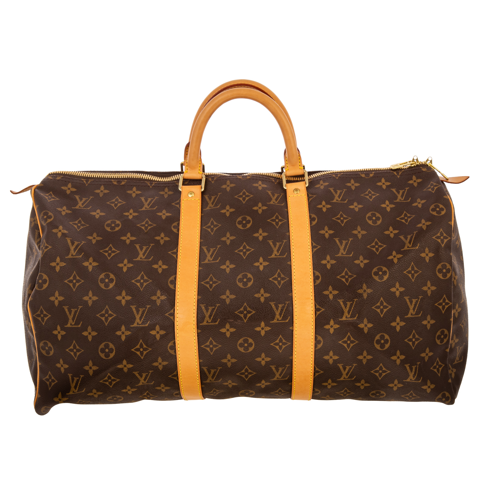 Appraisal: A LOUIS VUITTON MONOGRAM KEEPALL A brown and tan Monogram