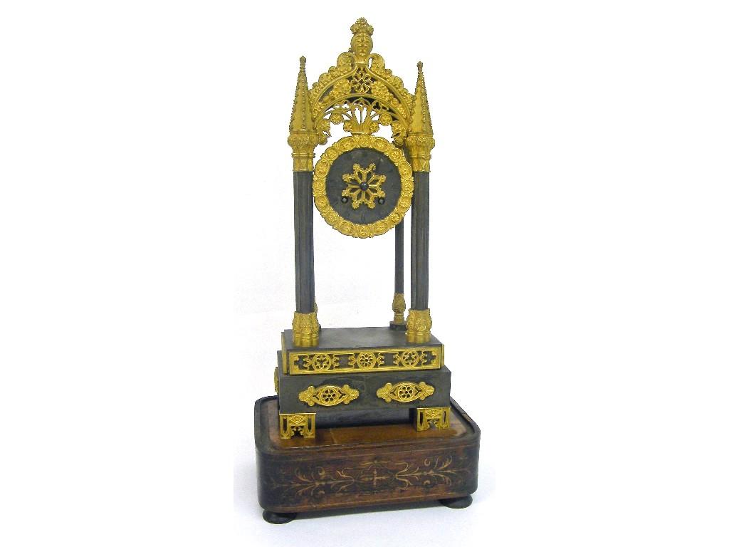 Appraisal: Good French Gothic ormolu and silvered two train mantel clock