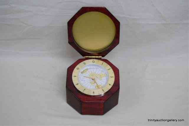 Appraisal: Nautical Style Quartz World Desk ClockIs a very nice cherry