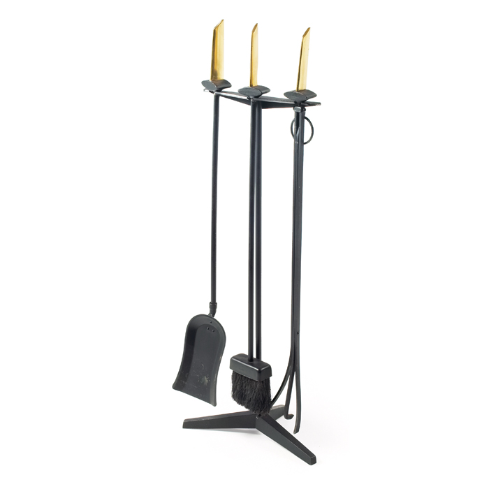 Appraisal: Donald Deskey fire tools by Bennett USA s cast-iron stand