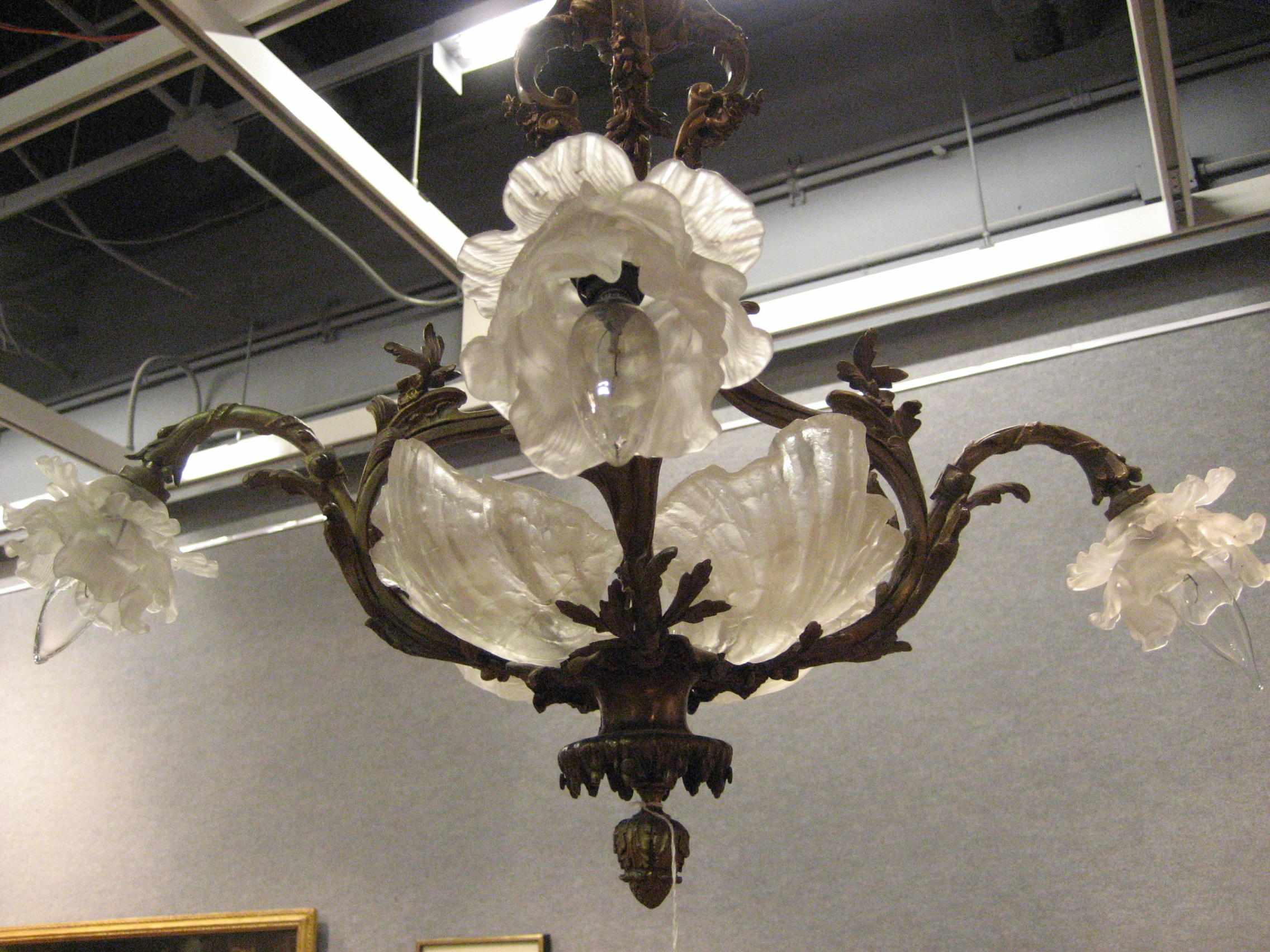 Appraisal: A Louis XV style gilt metal five light chandelier height