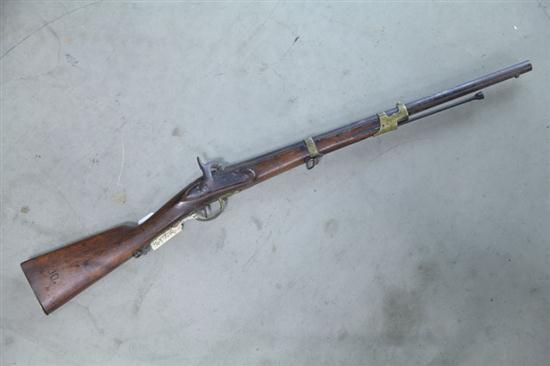 Appraisal: PERCUSSION RIFLE Round to octagonal base '' barrel caliber military