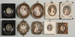 Appraisal: Framed Portrait Miniatures Group of framed watercolor miniature portraits of