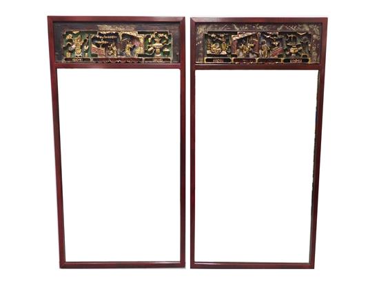 Appraisal: Pair of wall mirrors th C Chinoiserie design gilt and