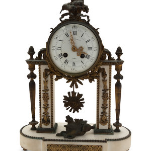 Appraisal: A French Gilt Bronze and Marble Mantel Clock Late th