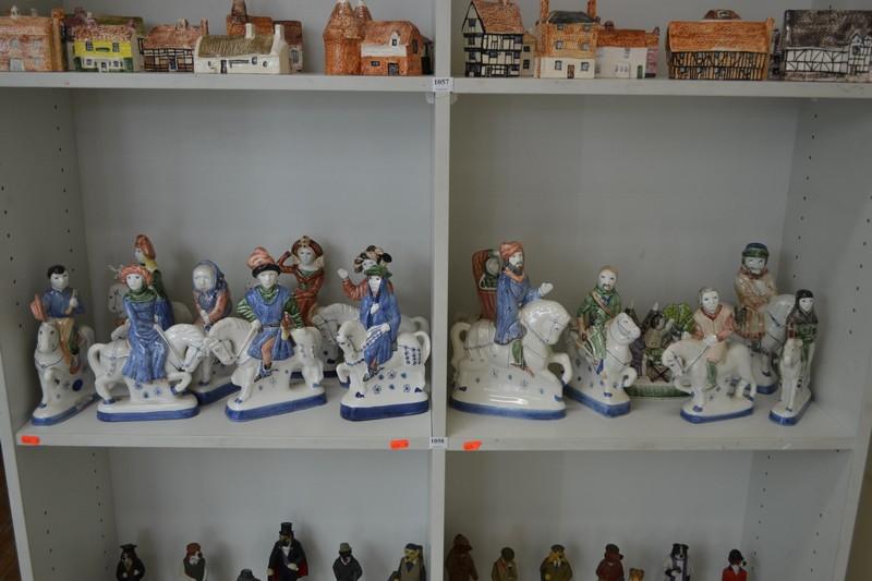 Appraisal: SHELF OF CONTEMPORARY CERAMIC HORSEMAN FIGURES